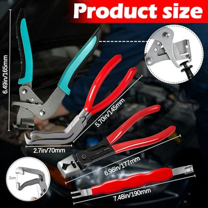 Auto fastener clip removal pliers – Automotive Electrical Tools & Clip removal tool Kit with Hose Clamp Pliers, Wire Terminal Separator, and Car Plug Connector - color: B-red 4pcs
