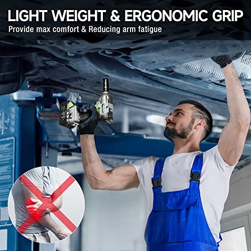 WORKPRO Cordless Impact Wrench 1/2", 20V Brushless Impact Gun, High Torque | 370 Ft-Lbs (500N.M), Variable Speeds, with 4.0 Ah Battery, Fast Charger, 4 Impact Sockets and Storage Case