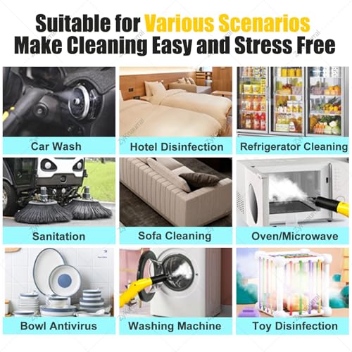 Multi-Purpose Steam Cleaner - 3000W High-Pressure Continuous Steam Washer for Home, Car, Hotel & AC Cleaning | Floor Steam Cleaner for Home Appliances & Auto Detailing Yellow - color: Yellow