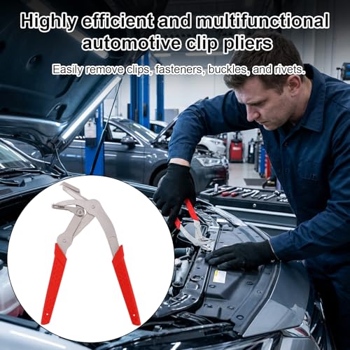 Car Clip Pliers, Professional Stainless Steel Panel Clip Removal Tool Spring-Loaded Fastener & Rivet Remover for Auto Door Panels Interior & Exterior Trim Damage-Free Disassembly Tool