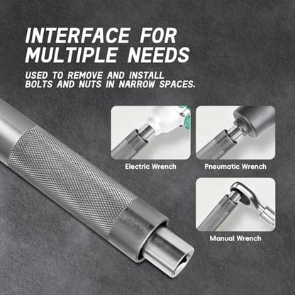 1/2 Inch Offset Extension Wrench Impact Ratchet, 120Nm Impact Ready Electric Extension Wrench with 42T Precision Gear, 430mm Ratchet Extension for Narrow Auto Repair Working Environments - color: 430mm-silvery