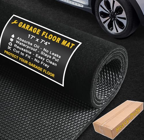 Heavy-Duty Garage Floor Mat 17' x 7'4" - Waterproof Garage Flooring for Cars & SUVs, Durable Garage Mats for Floor, Oil Spill Resistant Garage Pad, Under Car Mat, Garage Rug for Floor, Oil Change Mats - size: 7'4" x 17' (Rectangular)