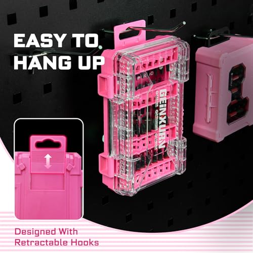 Geinxurn 40Pieces Impact Screwdriver Bits Set, Magnetic S2 Steel Phillips/Slotted/Square/Torx Insert Power Bits Tips, Impact Bit Holder with Pink Storage Box Case - style: STKB040-PK