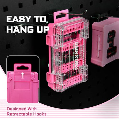 Geinxurn 40Pieces Impact Screwdriver Bits Set, Magnetic S2 Steel Phillips/Slotted/Square/Torx Insert Power Bits Tips, Impact Bit Holder with Pink Storage Box Case - style: STKB040-PK