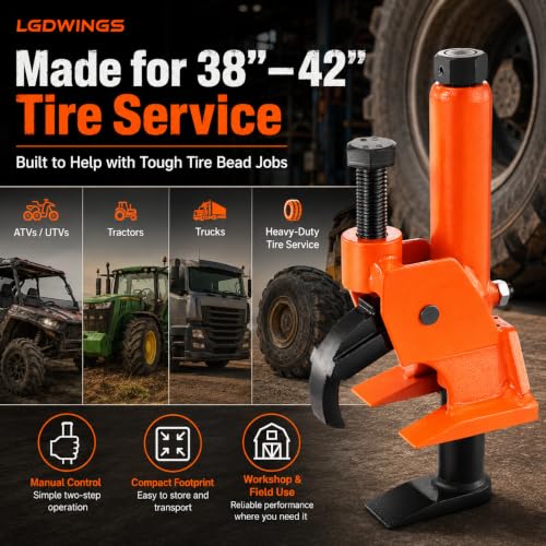 Manual Tire Bead Breaker Tool, Professional Heavy Duty Hand Held Tire Changer with Rubber Pad Protector for ATV, Tractor, Lawn Mower, Truck & Car Tires (Orange)