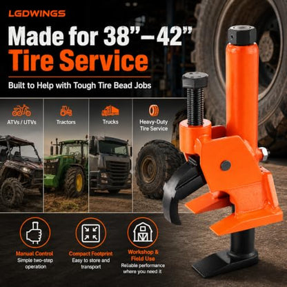 Manual Tire Bead Breaker Tool, Professional Heavy Duty Hand Held Tire Changer with Rubber Pad Protector for ATV, Tractor, Lawn Mower, Truck & Car Tires (Orange)