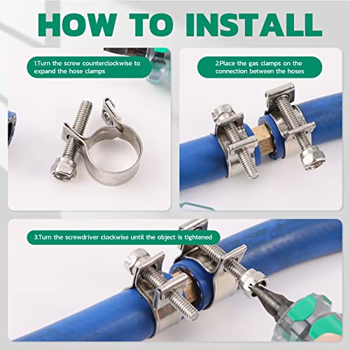 OURU Fuel Line Clamp 304 Stainless Steel,20PCS Adjustable 15/32"-9/16" Dia (12-14mm) Mini Fuel Injection Gas Line Hose Clamps,Pipe Clamp for Automotive,Diesel Petrol Pipe - size: 20PCS 15/32"-9/16" (12-14mm)