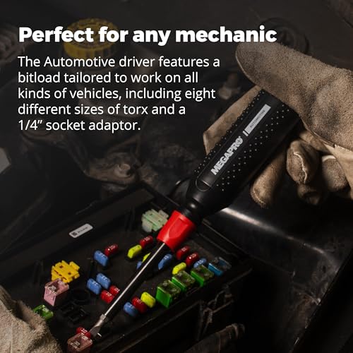Megapro Automotive Screwdriver Set | One Multi-Bit Screwdriver with ¼” Hex Shaft | Phillips, Torx | Compact Automotive Bit Set (15-in-1) - style: 15-in-1