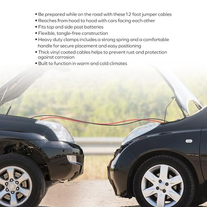 Xtreme Jumper Cables for Car, 12-Foot 8-Guage Heavy Duty Jumper Cables to Jump Star Dead Batteries in Cars Trucks & SUVs, Automotive Booster, Cold & Warm Weather Compatible, Tangle-Free Vinyl Coating