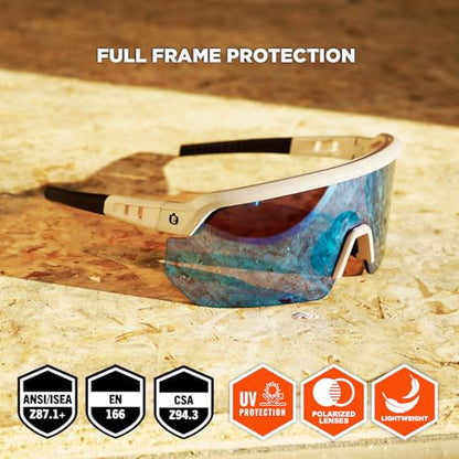 Ergodyne Skullerz AEGIR Safety Sunglasses, High Contrast Color Enhancing Mirrored Lenses, ANSI z87.1 - color: High Contrast Ice Blue Mirror Lens