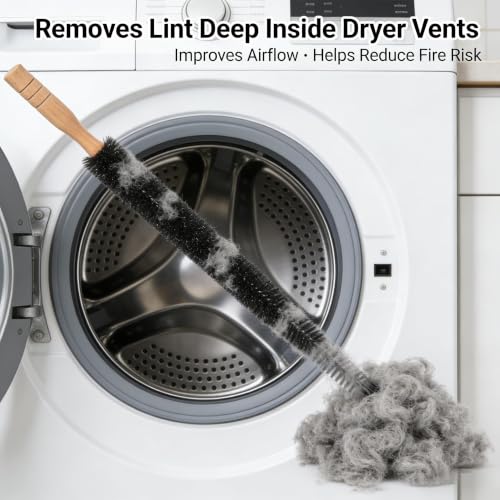 Universal Dryer Vent Cleaner Kit Compatible with All Vacuum Cleaner Include Vacuum Hose Attachment Accessories Brush Lint Brush,Dryer Vent Vacuum Hose - color: White