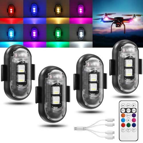 Wireless LED Strobe Lights, RGB Flashing Lights, Remote Control Car Decor | 4PCS Rechargeable Waterproof RGB LED Lights with Multiple Color Modes, Easy Setup for Cars, Bikes, Drones & Outdoor Decor - size: 4PCS
