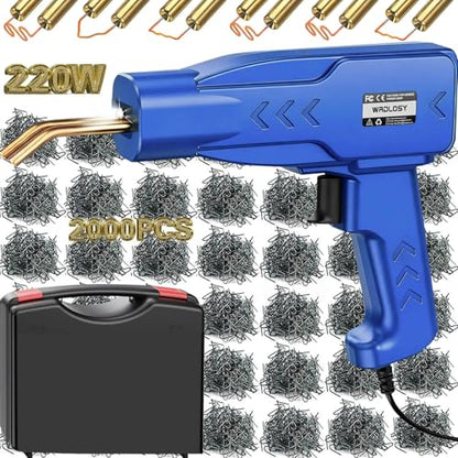 220W Plastic Welder, 2000PCS Staples Plastic welding Kit, Custom Carry Case Plastic Welder Kit, Super Powerful Fast Precise Portable Plastic Repair Kit, Hot Stapler Bumper Repair Kit (Blue) - color: Blue