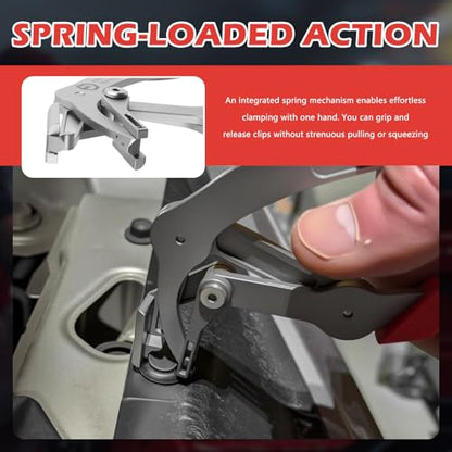 Car Clip Pliers,2026 New Spring-Loaded Auto Fastener Clip Removal Pliers with Precision Jaws for Door Panel/Dashboard,Stainless Steel Clips Removal Plier with Anti-Slip Grip