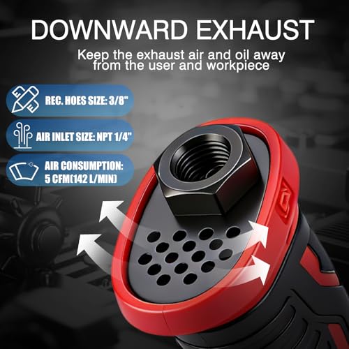 XIIW 3/8 Inch Air Impact Wrench, 745ft-lbs Nut-busting Torque, 10,000 RPM | Heavy Duty 3/8'' Air Impact Gun, Twin Hammer Pneumatic Impact Wrench for Automobile Repair - size: 3/8 Inch | 745 ft-lbs