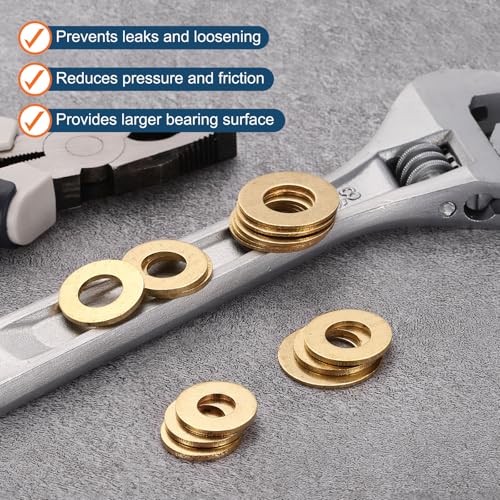 PATIKIL M6 Brass Flat Washer, 50 Pcs 6mm ID 14mm OD 1mm Thick Metric Washers Metal Sealing Gasket Ring for Screws Bolts Factories Home Outdoor Projects - size: M6 x 14 x 1mm