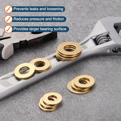 PATIKIL M6 Brass Flat Washer, 50 Pcs 6mm ID 14mm OD 1mm Thick Metric Washers Metal Sealing Gasket Ring for Screws Bolts Factories Home Outdoor Projects - size: M6 x 14 x 1mm