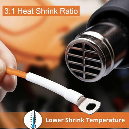 Heat Shrink Tubing Kit 355pcs - 3:1 Adhesive Lined - Electrical Waterproof Industrial Heat Shrink Terminal Connectors - Marine Grade Wire Connector Shrink Wrap Tube - 3.15" Length - White - size: 355pcs White