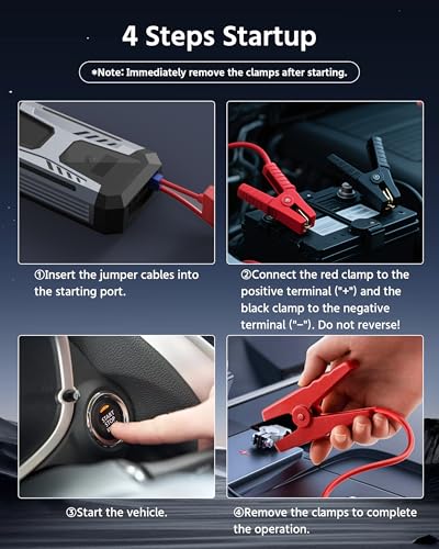 Car Jump Starter Portable 3000A 12V Car Engine Starter 6L Gas 3L Diesel, Supersafe Lithium Jump Box with USB Quick Charge, Jump Starter with Compass,Flashlight,LED Screen,Storage Box