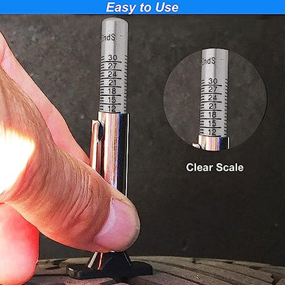 GODESON Tire Tread Depth Gauge,Metal Tread Depth Gauge with Clip,Tire Depth Gauge 32nds for car, Truck, Vehicle, Motocycler etc(Pack of 2) - color: silver