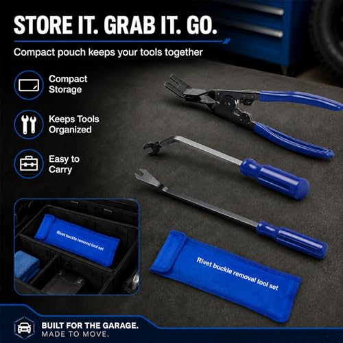 3 Pcs Auto Clip Pliers Set & Fastener Remover – Car Trim Rivet Removal Pry Tool Repair Kit with Storage Bag, for Automotive Door Panel, Upholstery, Dashboard, Plastic Fasteners (Blue) - color: Blue