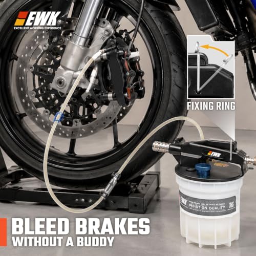 EWK 23 Pcs Pneumatic Brake Bleeder Kit, 2L Vacuum Pump & 1L Refilling Bottle | One-Person Brake Fluid Flush System for Cars, Motorcycles, Trucks & ABS Systems