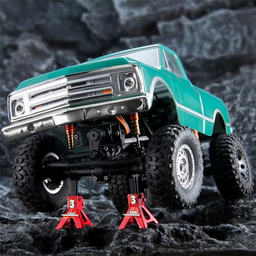 MORLORDY 2Pcs RC Jack Stands 3 Ton Adjustable Height Simulation Jack Stands for TRX4-M SCX24 1/18 1/24 Scale RC Crawler Car