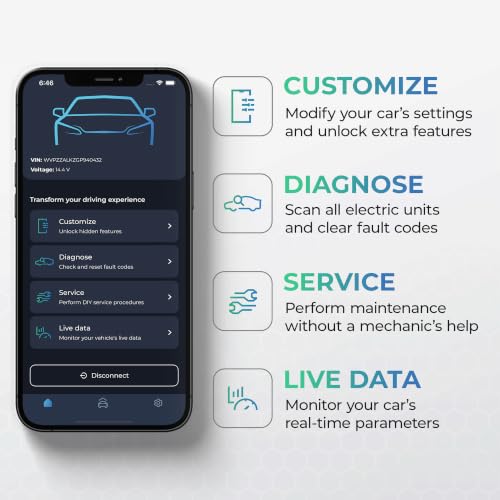 Carista OBD - Bluetooth OBD2 Scanner - Car Scanner Diagnostic Tool and Code Reader with Access to Diagnostics, Customizations, Service Tools, and Live Data - Subscription Required