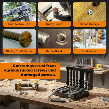 Damaged Screw Extractor Set,13 Pcs Bolt Extractor Set, Stripped Screws Nuts & Bolts Drill Bit Tools for Easy Removal of Rusty Broken Screw,Christmas Stocking Stuffers for Men Adults Him,Mens Gifts