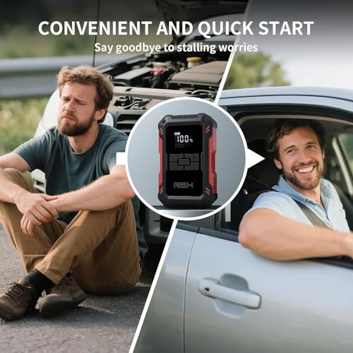 RSH Car Jump Starter with Air Compressor 4000A Peak Battery Jump Starter 14.8V ,150PSI Inflator Auto Booster 15000mAh Jump Box (up to 10L Gas,8L Diesel Engine)with LED Light,Quick Charger USB & Type C