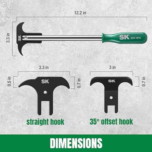 SK Seal Puller with 2 Extra Blades, Includes Straight & Offset Hook | Heat Treated Steel, Dual Hook Tips for Oil and Grease Seal Removal, for Cars, Suvs, Light Trucks and Motorcycle