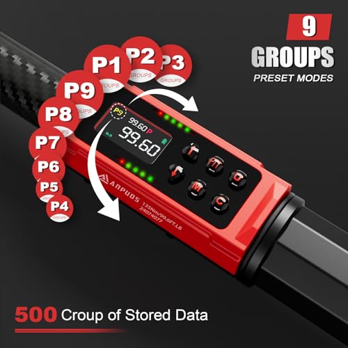 ANPUDS Digital Torque Wrench 3/8 Drive, Carbon Fiber Tube, 1.5-99.6Ft.lb/2-135Nm, ±1% Accuracy, Electric Torque Wrench Set with 3/8" to 1/2" Adapter, 125mm Extension Bar for Bike & Motorcycle - size: 1.5-99.6 ft-lb / 2-135 Nm, style: 3/8-Inch