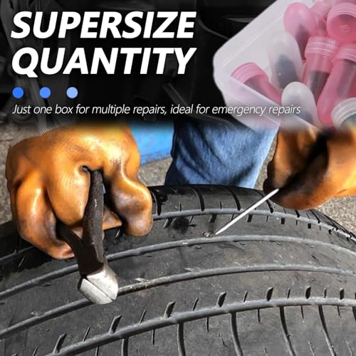 30PCS Tire Plug Kit,Self-Service Flat Tire Repair Kit Including Screwdriver,Upgraded Thickened Adhesive-Covered Tires Repair Screws for Sudden Flat Tyres Emergencies (30PCS) - color: 30PCS