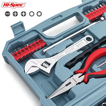 Hi-Spec 65pc Compact Auto Garage Tool Kit Set with Digital Tire Pressure Gauge. Essential Car Vehicle Repair Tools in a Toolbox Case of Screwdrivers, Sockets, Wrench and Magnetic Pickup - size: 65 PCS