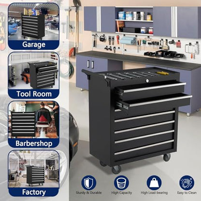 7-Drawer Rolling Tool Chest with Lock, Heavy-Duty Mobile Tool Storage Cabinet, Tool Cart Organizer for Garage Workshop - style: 7-Drawer