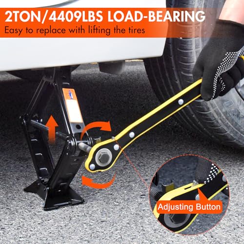 Scissor Car Jack 2 Ton (4409 lbs) Tire Changing Kit with Lug Wrench - Emergency Kit for Car, SUV, MPV - size: 2T