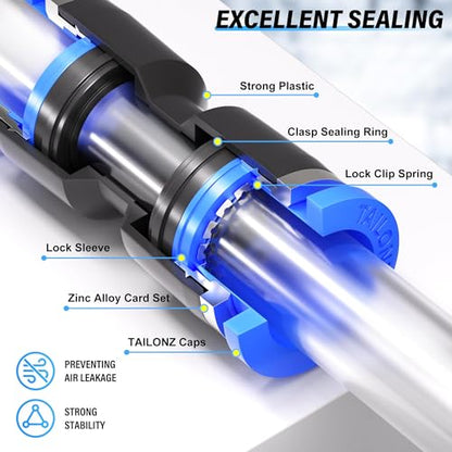 TAILONZ PNEUMATIC 50 pcs Straight Push Connectors Plastic Quick Release Connectors Air Line Fittings for 5/32 1/4 5/16 3/8 1/2Tube (2 Way) - size: 5/32''OD/1/4''OD/5/16''OD/3/8''OD/1/2''OD, style: 50PCS