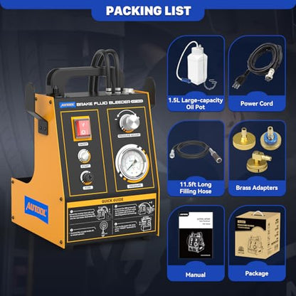 AUTOOL Brake Fluid Bleeder Kit, Automatic Brake Bleeder Kit Four Vacuum Pumps, Brake System Bleeding Tools with Adjustable Pressure 0.7~3bar