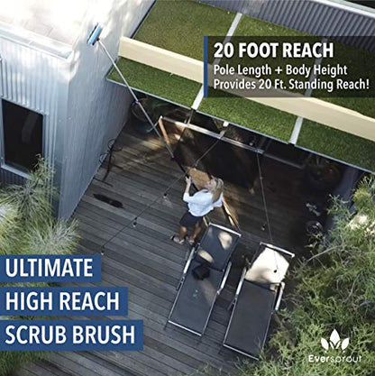 EVERSPROUT 5-to-12 Ft Car Brush with Rubber Bumper, Lightweight Extension Pole Handle, Soft Bristles Car Wash Brush, RV Wash Brush, Truck Wash Brush, Boat Brush, Solar Panel Cleaning Brush and Pole - size: 12 feet