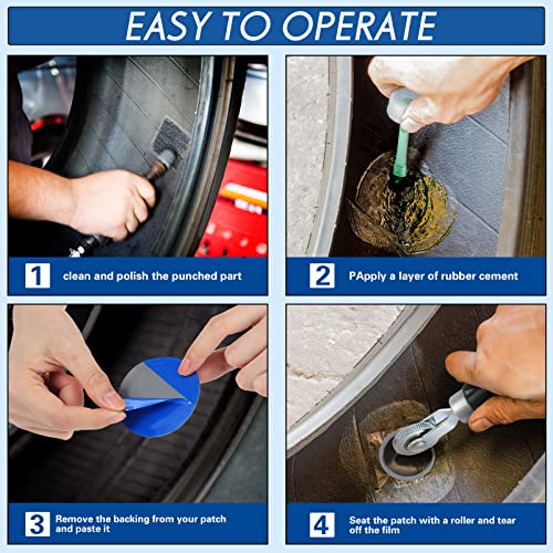 Zhengmy 60 Pieces Tire Patches Kit, Tube Repair Kit, 32 mm, 42mm, 58 mm Tire Repair Unit with Patch Roller Tube Patch Auto Repairs Stitcher Tool for Car Truck Motorcycle - size: 32 mm, 42mm, 58 mm