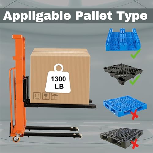 Electric Pallet Stacker Electric Forklift Capable of Boarding Trucks Pallet Lift 1300lbs Capacity 63" Lifting Height Material Lift with Fixed Legs - color: 63" Lifting