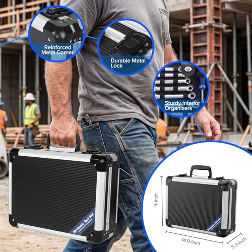Prostormer Mechanic Tool Set – 219 Piece Basic Tool Kit for Home Repair & Auto Car Maintenance, General Household Tool Set with Aluminium Tool Box