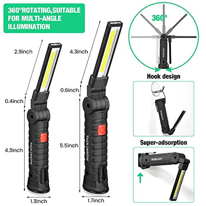 Tuanse LED Rechargeable Work Light with Magnetic Base Hanging Hook, 360° Rotate Magnetic Flashlights for Mechanics Car Repair Home Garage Camping, Tool Gifts for Men Dad Father(6 Pcs,Large and Small) - size: Large and Small
