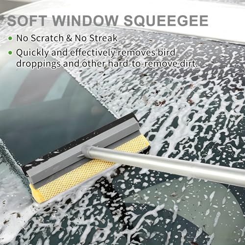12Pcs Car Wash Kit, 62'' Car Wash Brush with Long Handle Microfiber Carwash Brush Mop Mitt Kit Car Car Washing Supplies Cleaning Kit for Cars RV SUV Truck Boat - color: Gray