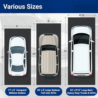 FLEXIMOUNTS 22x9 Ft Extra Large Garage Floor Mat - Waterproof Oil Absorbent Surface, Stay-in-Place Garage Flooring Roll for Under Car (Includes Double Sided Tape) - size: 22' x 8'10"