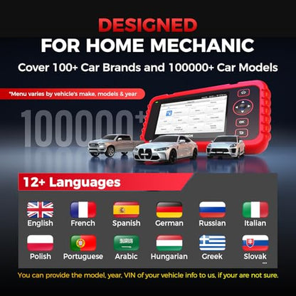 LAUNCH CRP129X V2.0 OBD2 Scanner, 2026 Elite Lifetime Free Update Scan Tool, 12 Reset, Injector Coding, ABS/SRS/TCM/Engine System Diagnostic Scanner, Auto Vin, Car Scanner Diagnostic for All Cars