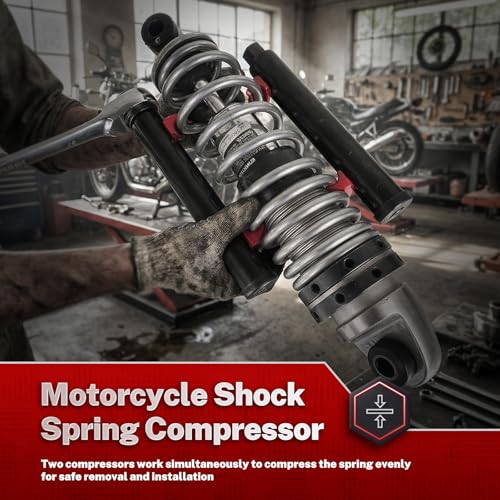 BILITOOLS Motorcycle Shock Spring Compressor Set, Pair for Rear Coil & ATV | Heavy-Duty Pair with 17mm Wrench & 7 Spring Protectors for Safe, Balanced Coil Spring Removal and Installation on Motorcycles
