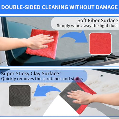 2 Pack Clay Towel Auto Detailing 12 x 12 Inch Fine Grade Clay Bar Towel for Car Detailing Microfiber Car Cloth Cleaner for Cleaning & Release of Paint Contaminants, Red - color: Red