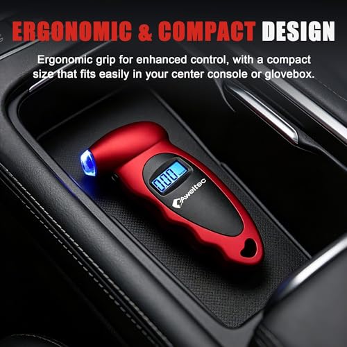 Digital Tire Pressure Gauge,Accurate Cars Air Gauge 150 PSI,Red | 0-150PSI Calibrated,Accurate in 0.1 Increments,4 Measurement Units,Backlight LCD&Nozzle Light,for Everyday Vehicles - color: Red(1PK), size: 1 Pack