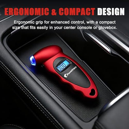 Digital Tire Pressure Gauge,Accurate Cars Air Gauge 150 PSI,Red | 0-150PSI Calibrated,Accurate in 0.1 Increments,4 Measurement Units,Backlight LCD&Nozzle Light,for Everyday Vehicles - color: Red(1PK), size: 1 Pack